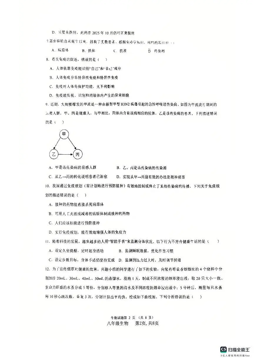 河北省廊坊市安次区2025-2026学年八年级上学期1月期末生物试题第2页