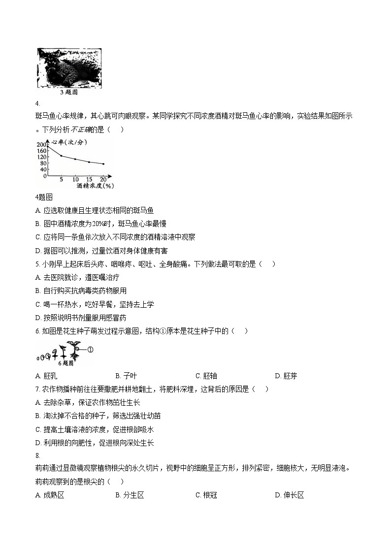 河北省张家口市高新技术产业开发区2025_2026学年八年级上学期1月期末生物试题（文字版，含答案）第2页