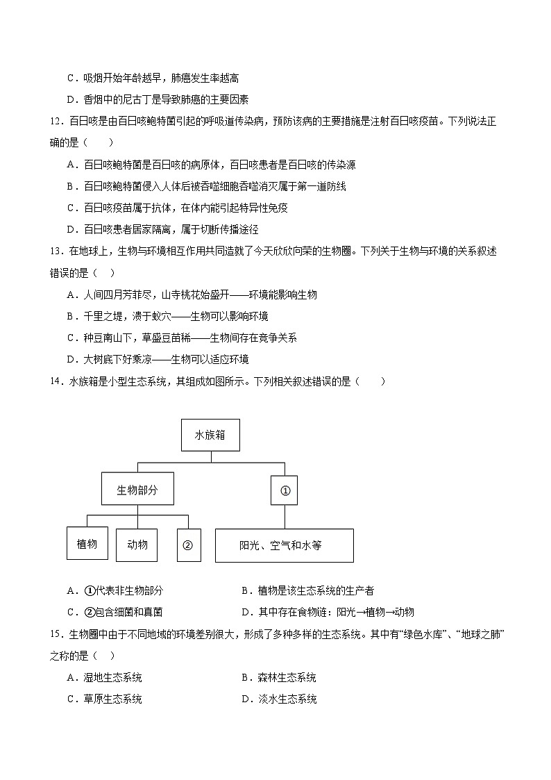 安徽省淮南市凤台县部分校联考2025-2026学年八年级上学期1月月考生物试卷（含答案）第3页