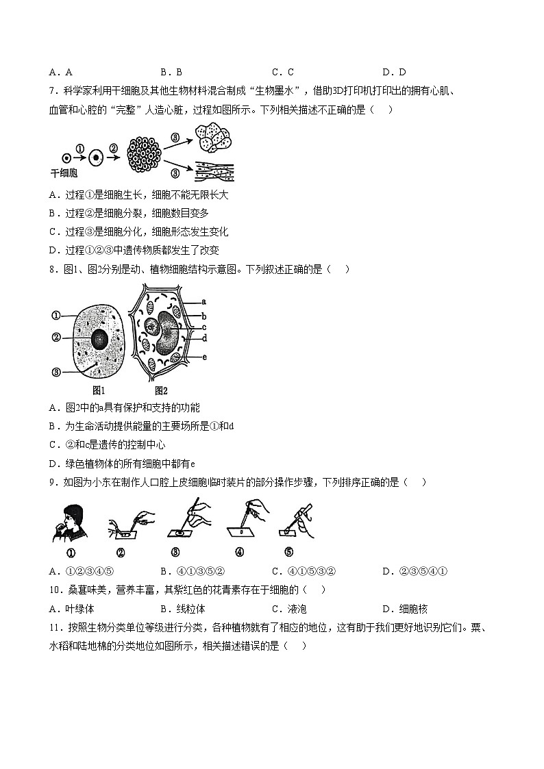 苏州工业园区星湖学校2025_2026学年七年级上学期期末测试生物卷（文字版，含答案））第2页