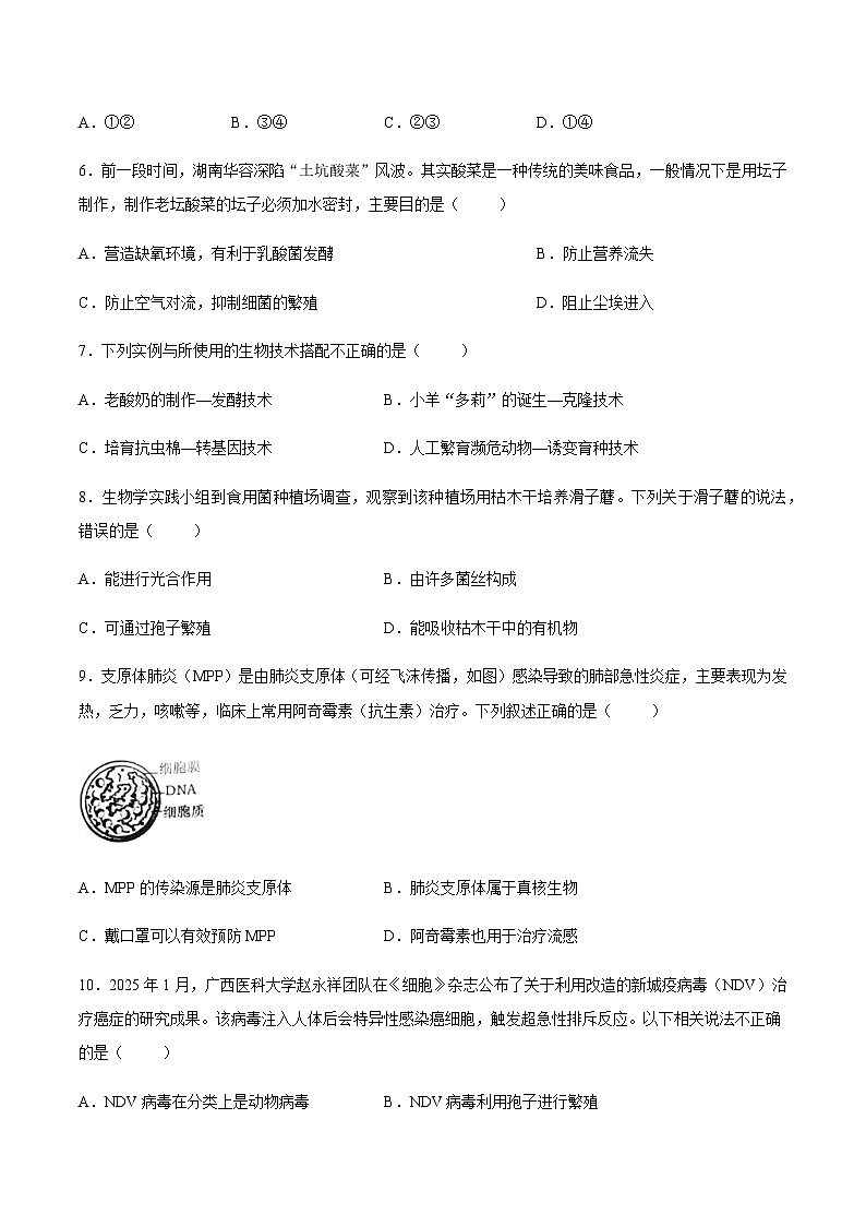【试卷】广东省揭阳市惠来县2025-2026学年八年级上学期生物期末试题第3页