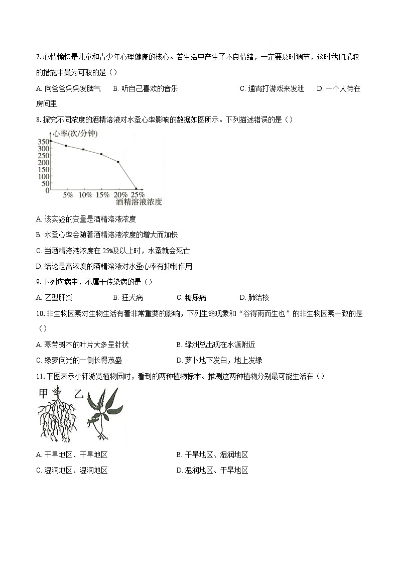 安徽省六安市舒城县部分学校2025-2026学年八年级上学期1月月考生物试卷第2页