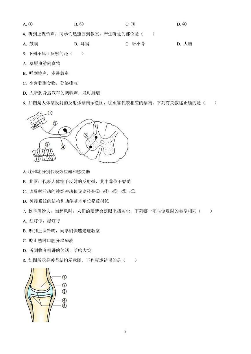 2025-2026学年广东省东莞市部分学校八年级上学期期末复习生物_(含答案_)试题第2页