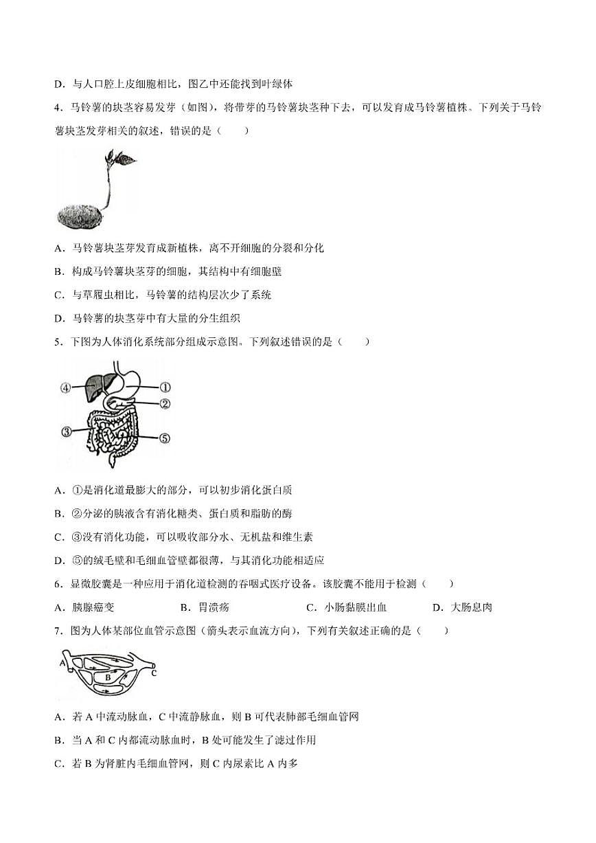 2025-2026学年广东省揭阳市榕城区九年级上学期1月期末生物试题（含答案）第2页