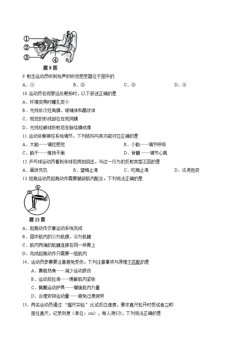 广东省深圳市福田区2025_2026学年八年级上学期1月期末生物试卷 （文字版，含答案）第3页