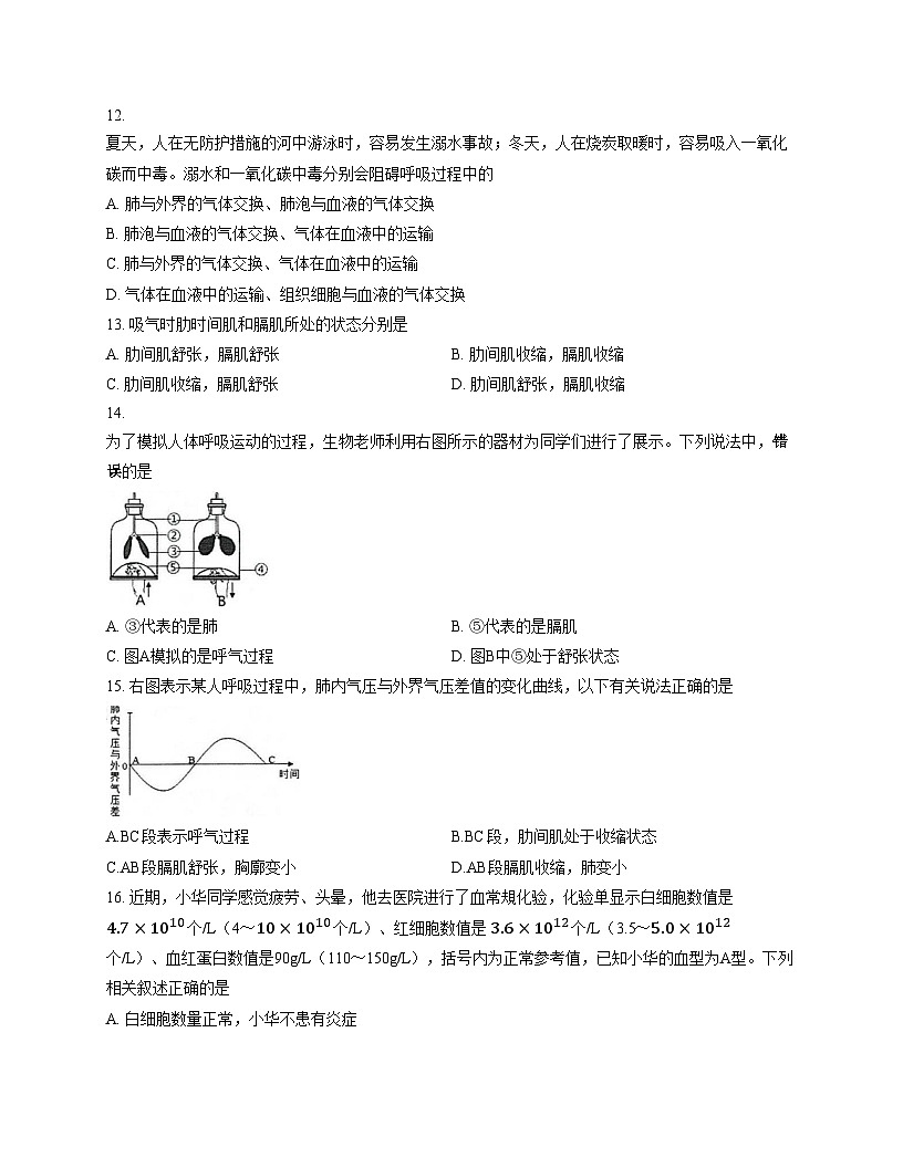 广东省肇庆市第一中学2024_2025学年八年级上学期期末考试生物试卷（文字版，含答案）第3页