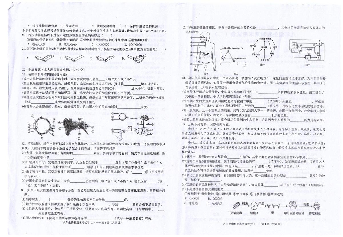 广东省汕头市潮南区陈店镇公办学校2025-2026学年八年级上学期1月期末生物试题第2页