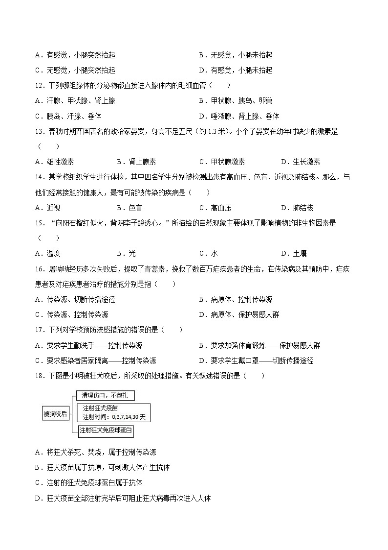 【试卷】海南省陵水县2025-2026学年八年级上学期期末考试生物试题第3页
