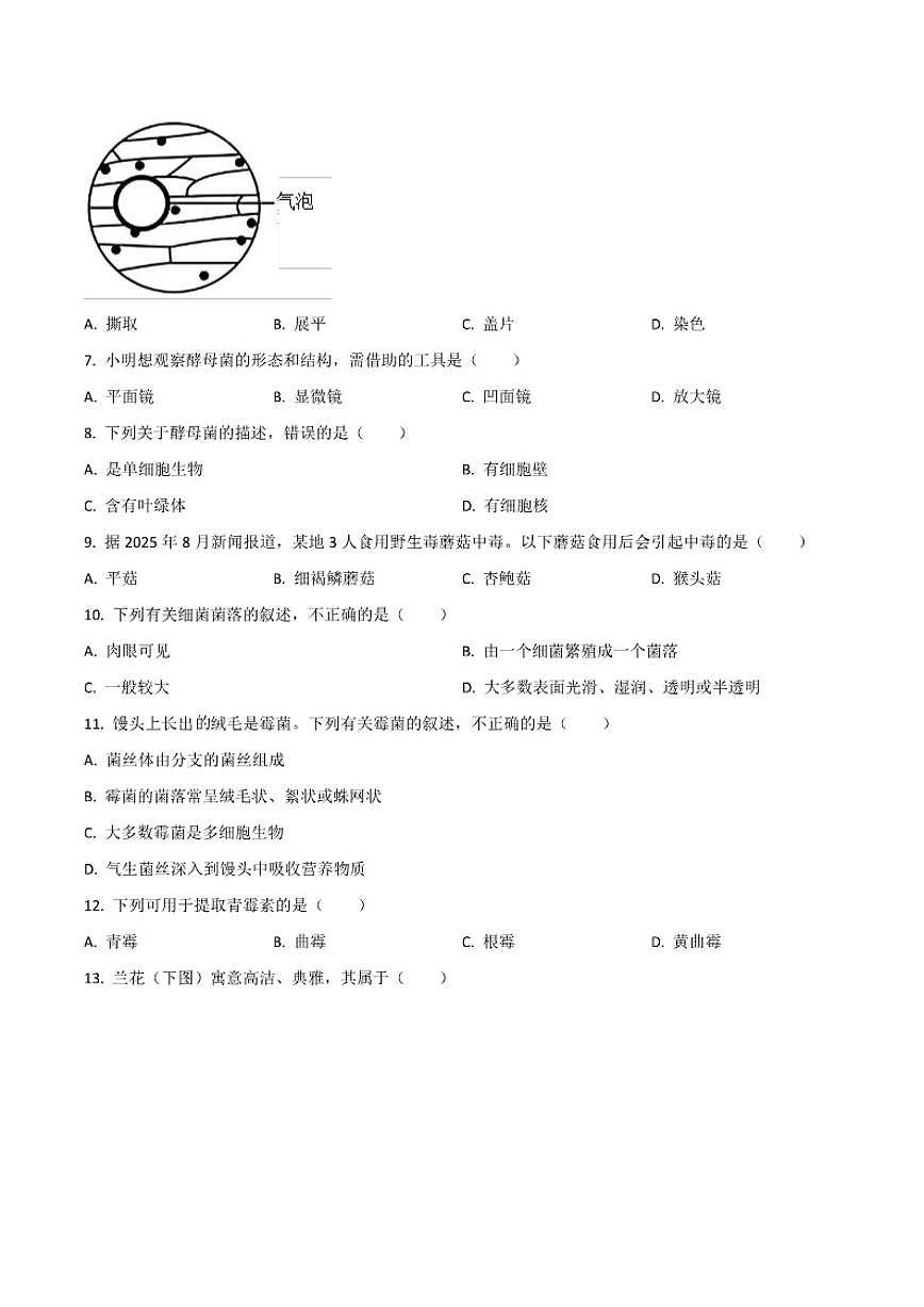 2025-2026学年河北省邢台市任泽区七年级上学期12月月考生物试卷（有答案）第2页