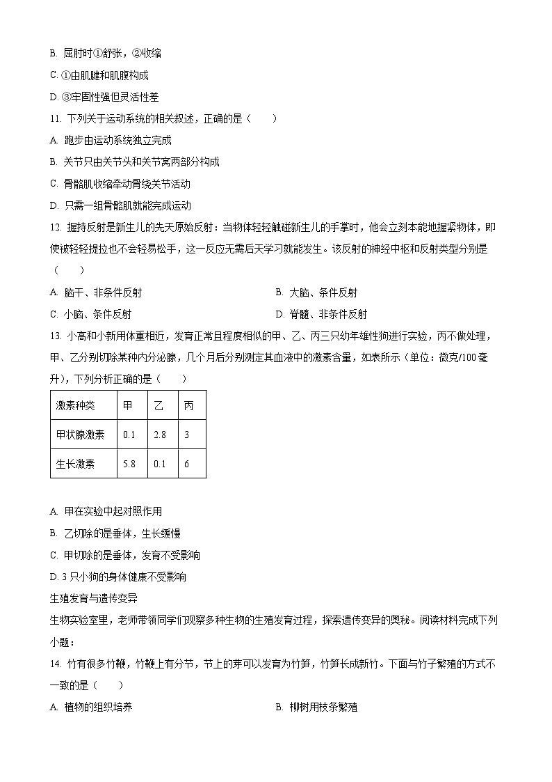 陕西省西安市高新一中初级中学2025-2026学年八年级上学期期末生物学试题（原卷版+解析版）第3页