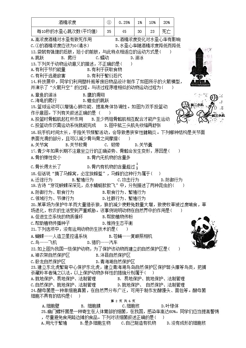 广东省揭阳市惠来县第一中学2024-2025学年八年级上学期1月期末生物试题-A4第2页