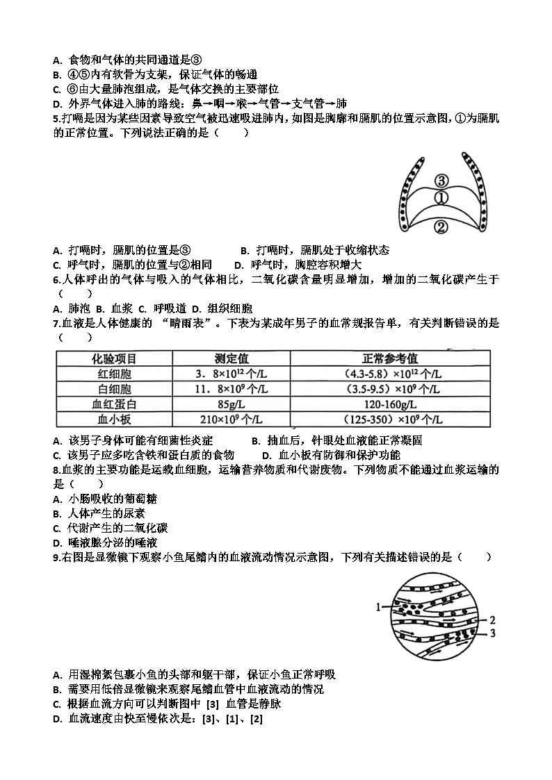 2025~2026学年济南市天桥区八年级第一学期生物期末考试试题以及答案第2页