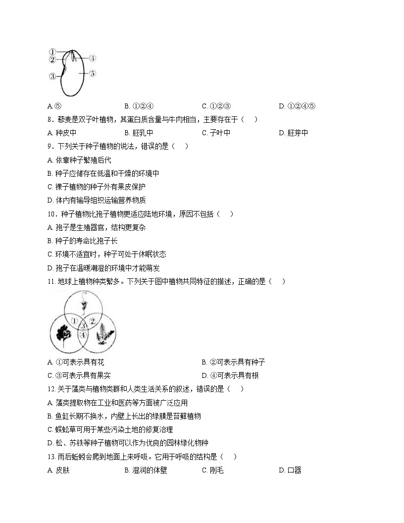 广东省汕头市潮阳区龙港初级中学2025_2026学年七年级上学期第二次月考生物试卷(文字版含答案)第2页