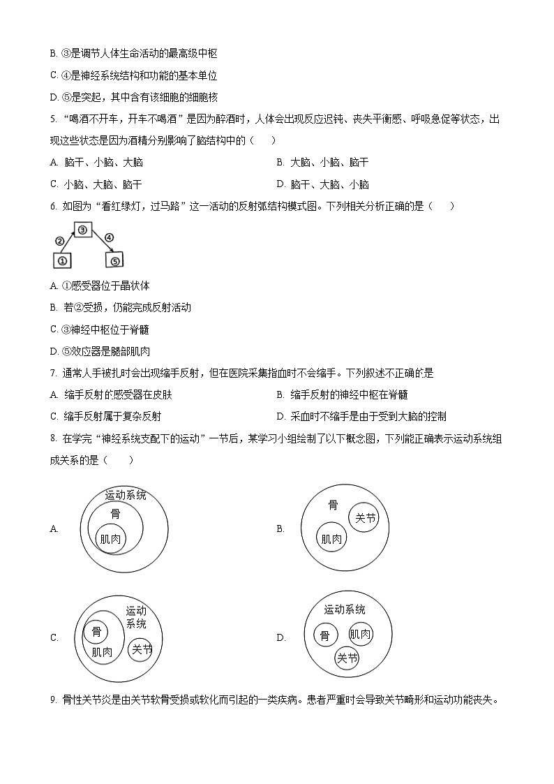 四川省乐山市市中区2025-2026学年八年级上学期期末生物学试题（原卷版+解析版）第2页