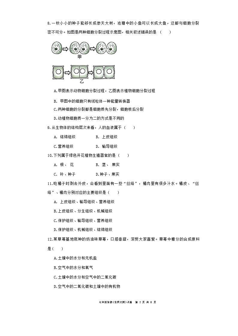 广东省梅州市兴宁市2024-2025学年七年级上学期1月期末生物试题-A4第2页