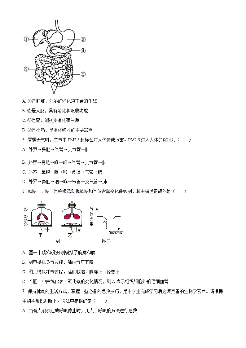 山东省济南市长清区2025-2026学年八年级上学期期末生物学试题（原卷版+解析版）第2页