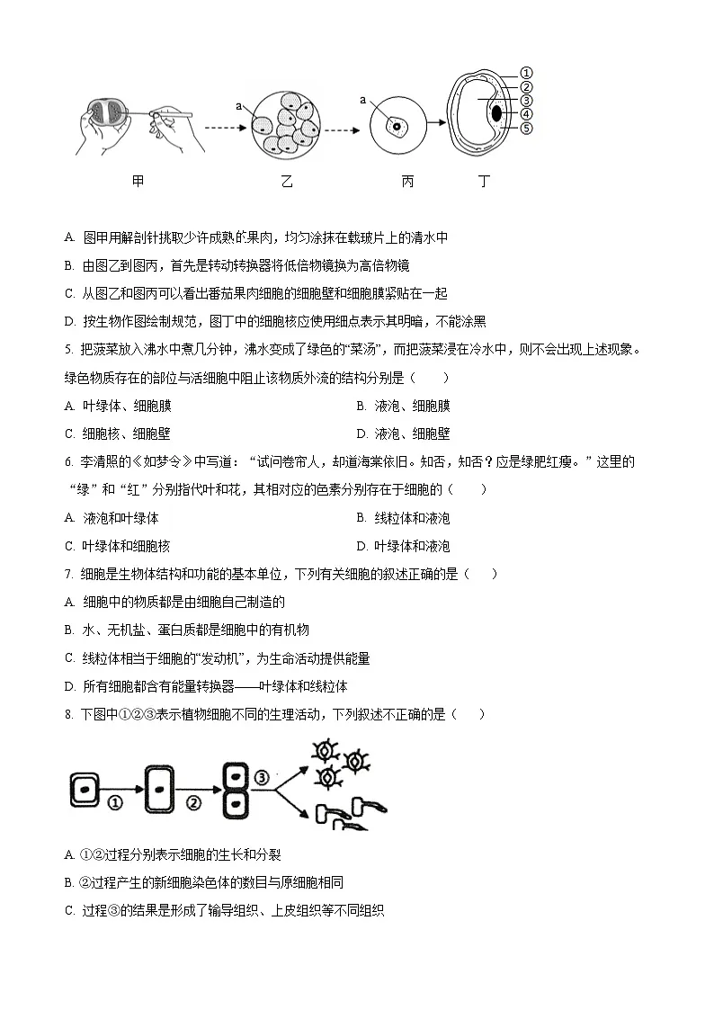 四川省宜宾市长宁县2025-2026学年七年级上学期期末生物学试题（原卷版+解析版）第2页