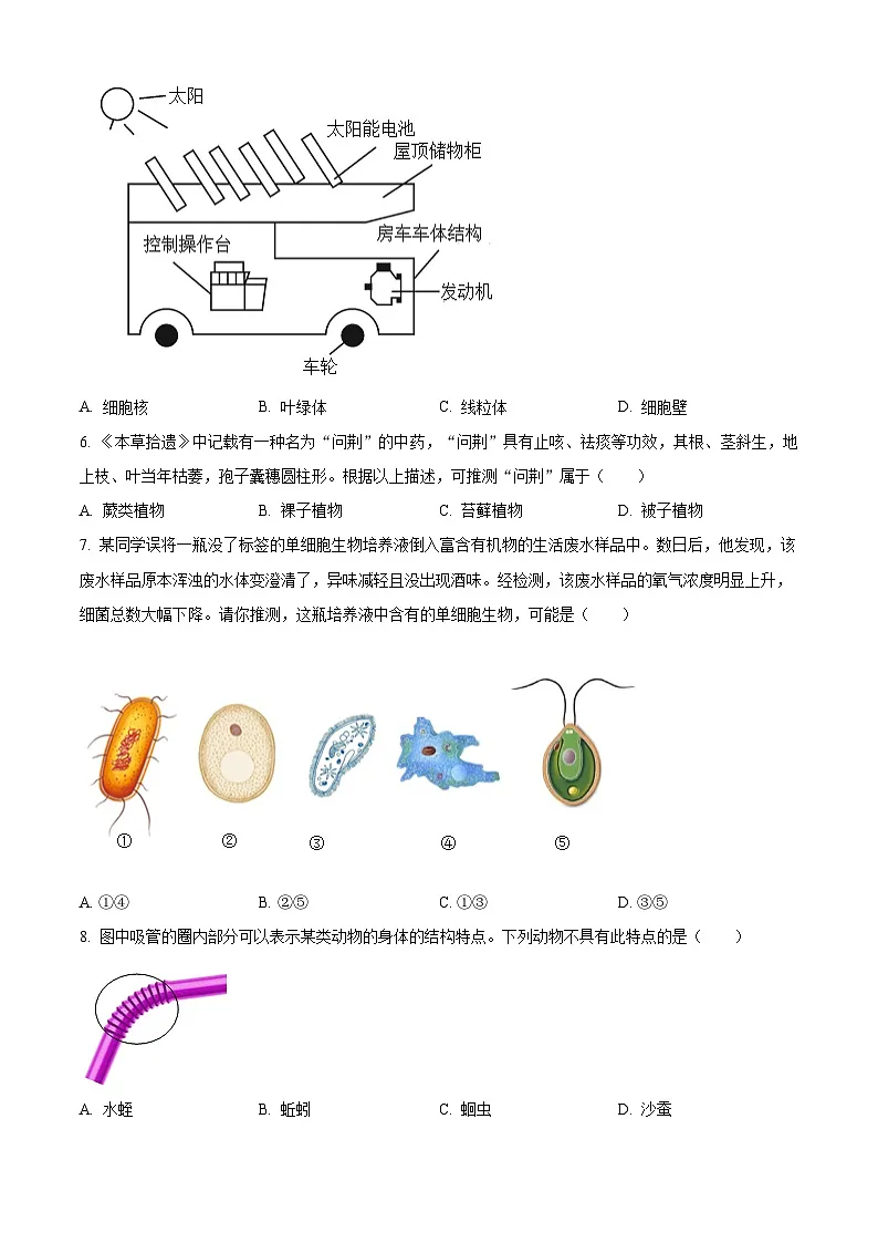 广东省佛山市禅城区2025-2026学年七年级上学期期末生物学试题（原卷版+解析版）第2页