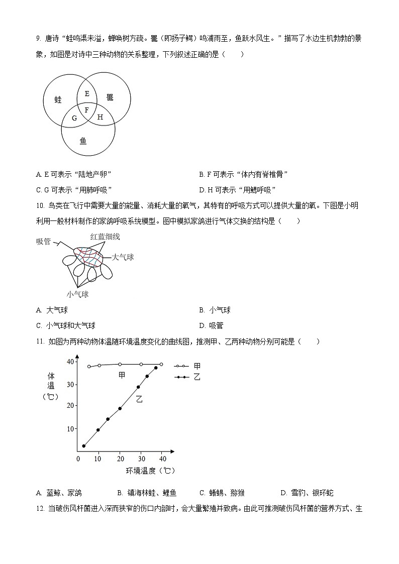 广东省佛山市禅城区2025-2026学年七年级上学期期末生物学试题（原卷版+解析版）第3页