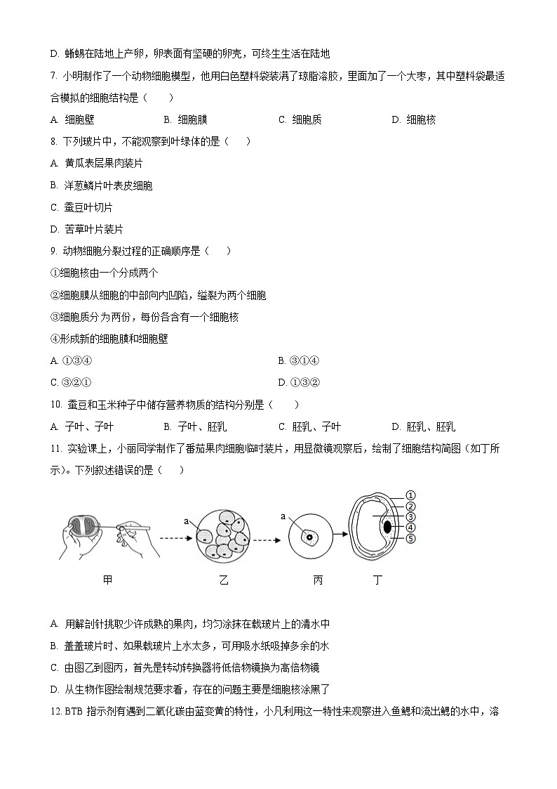 江西省新余市2025-2026学年七年级上学期期末生物学试题（原卷版+解析版）第2页