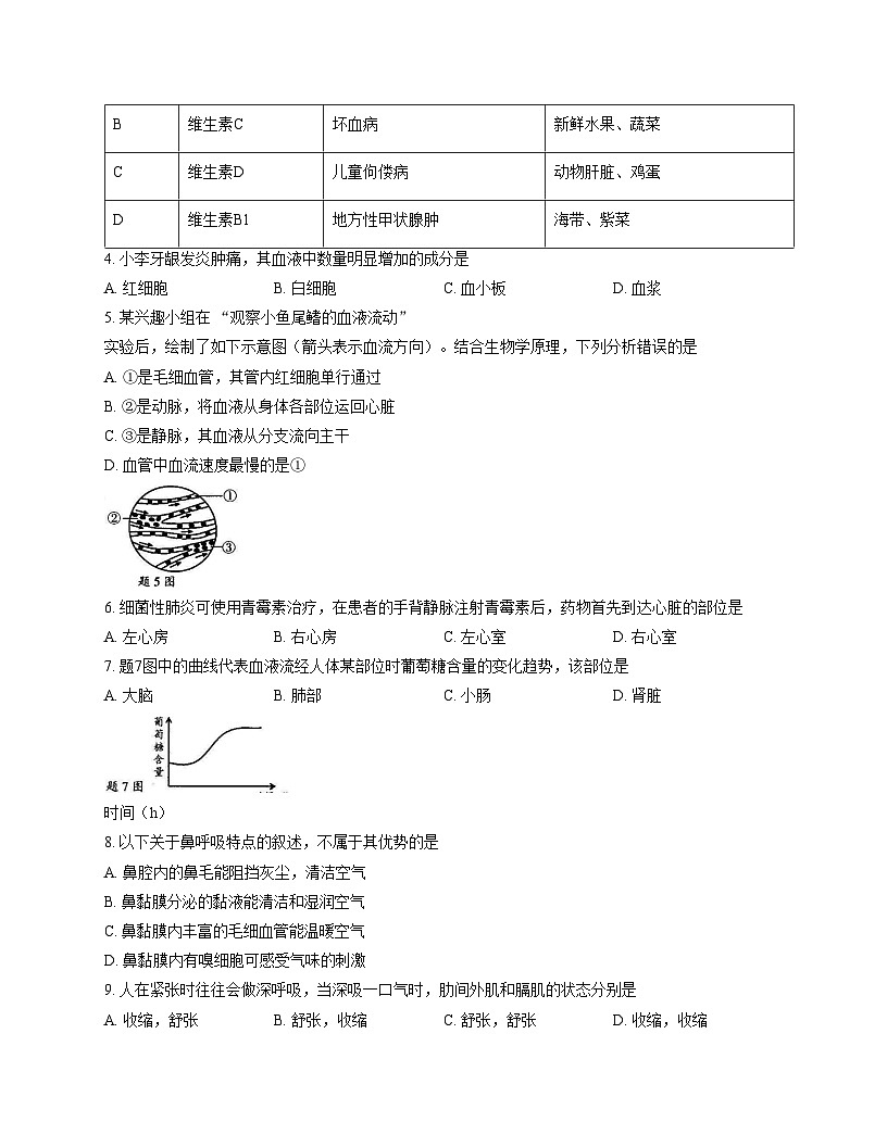 广东省韶关市南雄市2024_2025学年七年级上学期期末质量监测生物试题（文字版，含答案）第2页