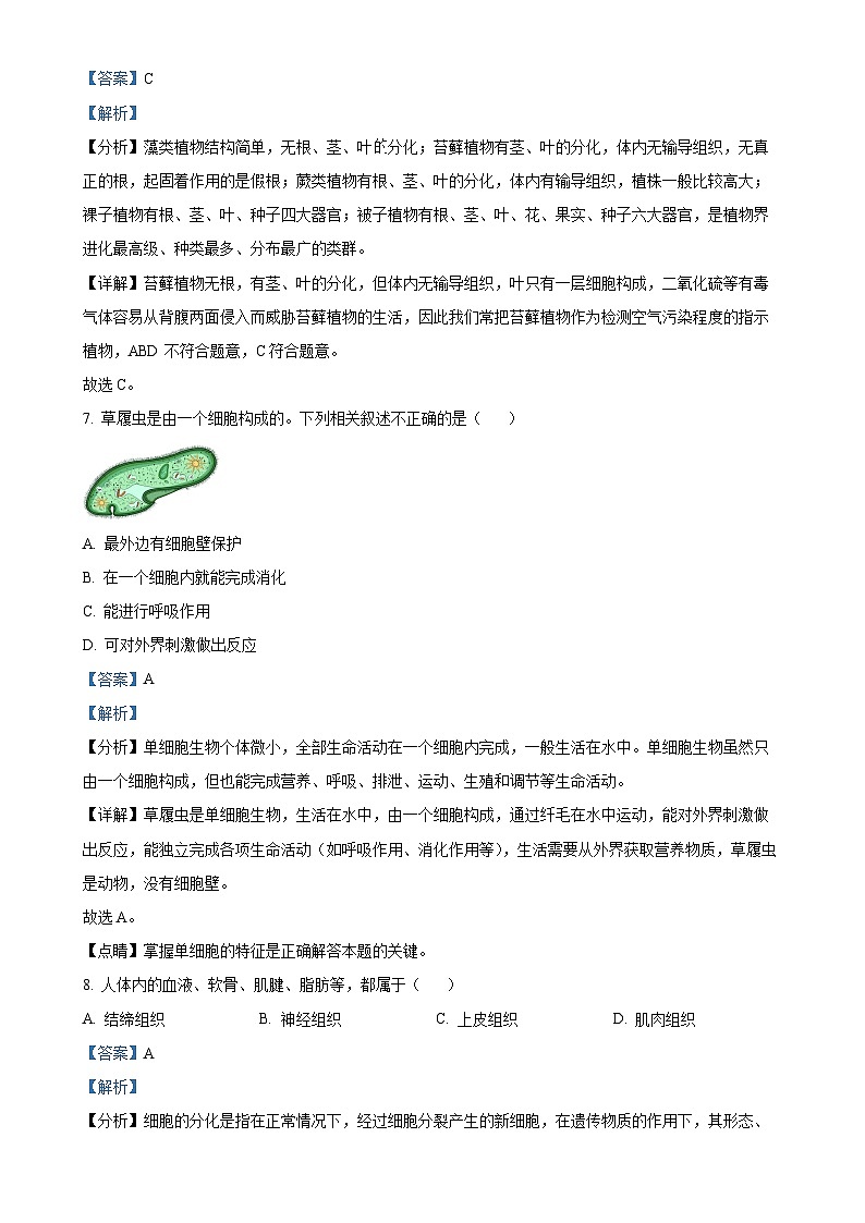 广东省汕头市潮南区陈店公办八校七年级上学期期末生物试题（解析版）-A4第3页