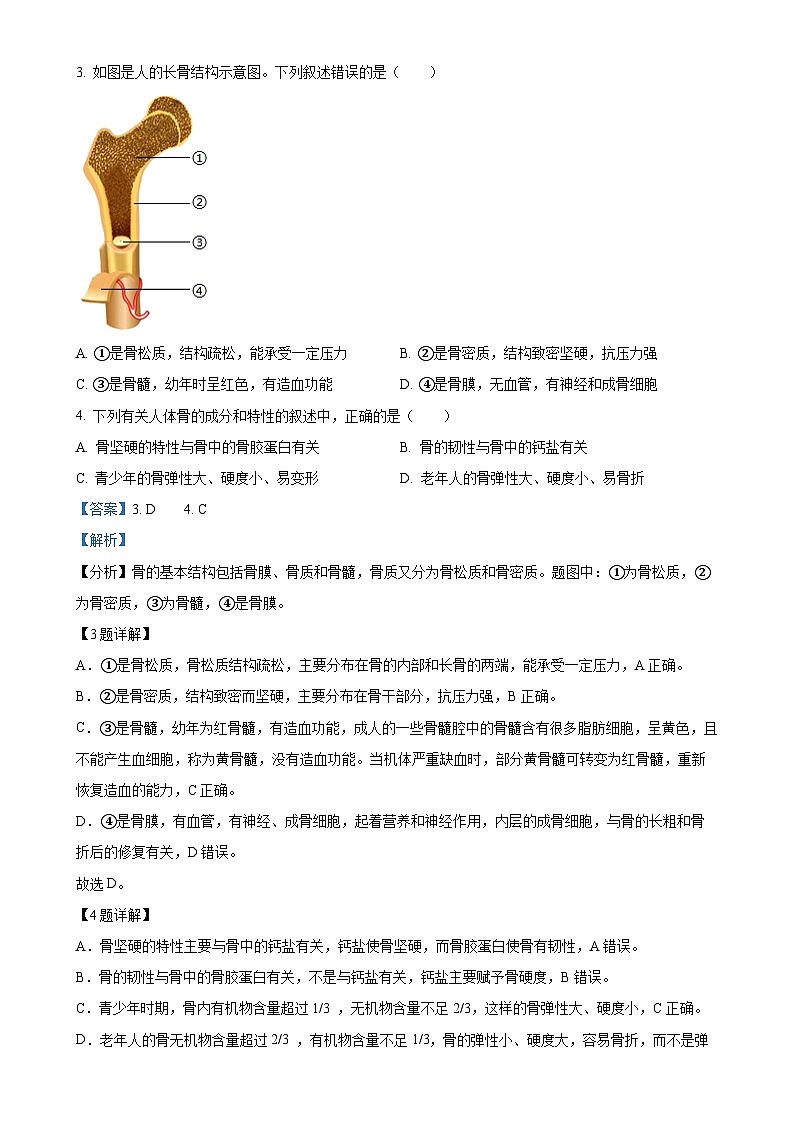 广东省梅州市兴宁市八年级上学期期末课堂练习生物学试题（解析版）-A4第2页