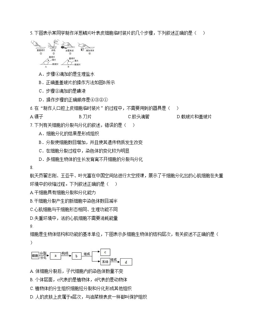 吉林省长春市农安县新农中学2025_2026学年七年级上学期期中考试生物试卷（文字版，含答案）第2页