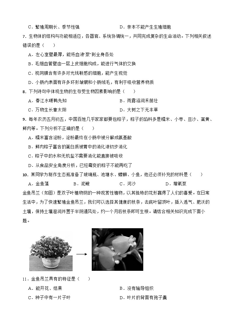 2025年广东省潮州市六校联盟生物中考三模练习试卷（含解析）第2页