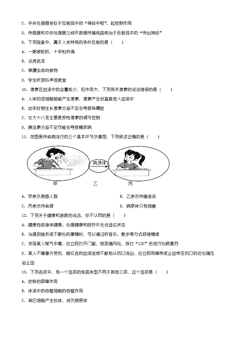 四川省达州市达川区2025-2026学年八年级上学期期末生物学试题（有解析）第3页