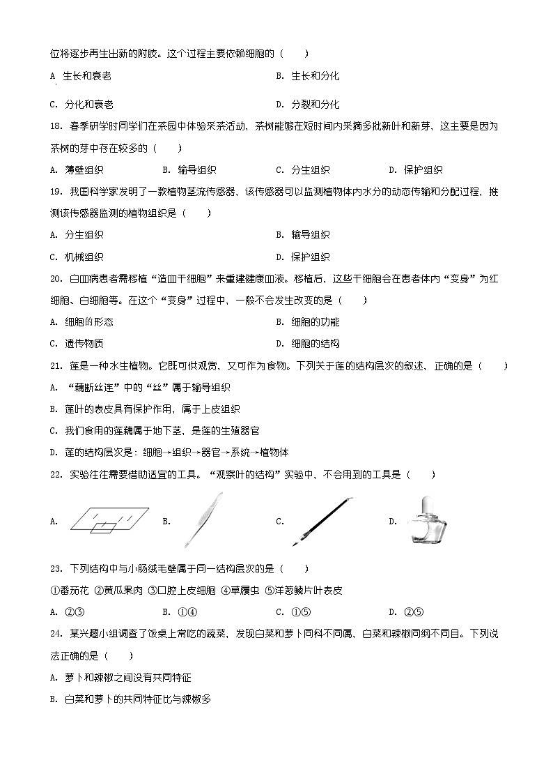 江苏省泰州市姜堰区2025-2026学年七年级上学期期末生物学试题（含解析）第3页
