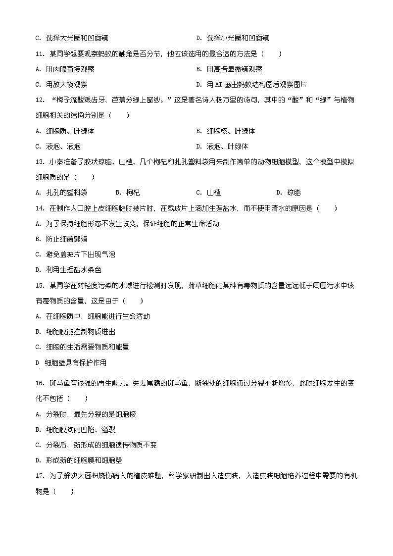 山东省烟台市海阳市2025-2026学年七年级上学期期末生物学试题（含解析）第3页
