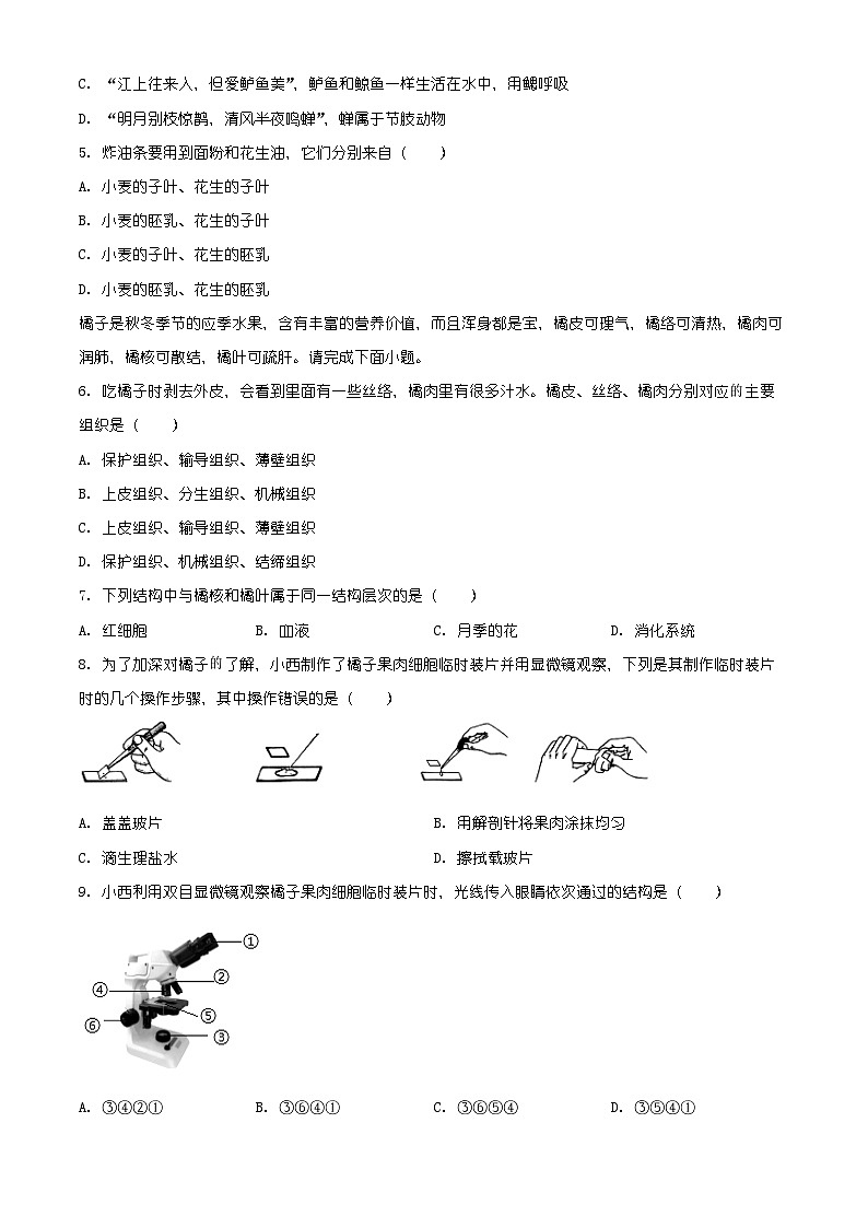山西省晋中市祁县2025-2026学年七年级上学期期末生物学试题（含解析）第2页