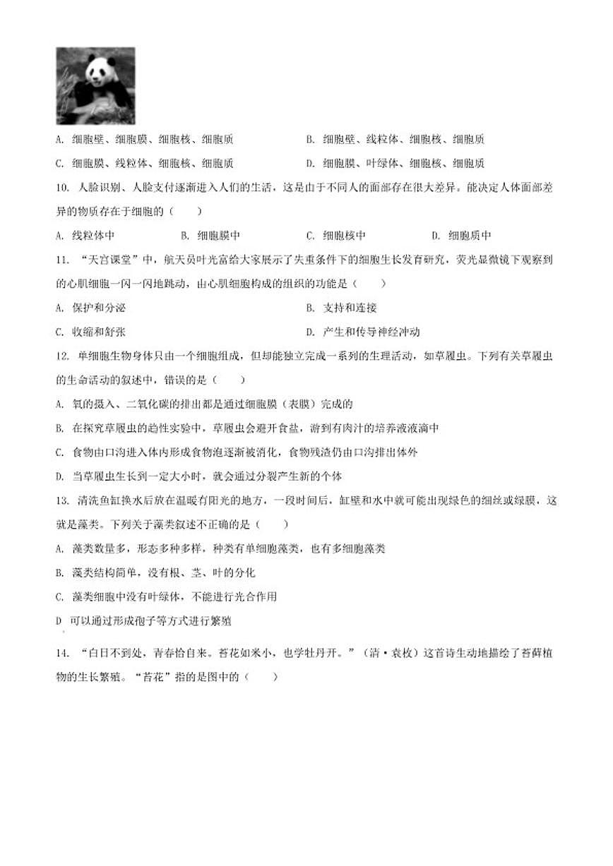 2025-2026学年河北省石家庄市辛集市七年级上学期期末生物学试题（含解析）第3页