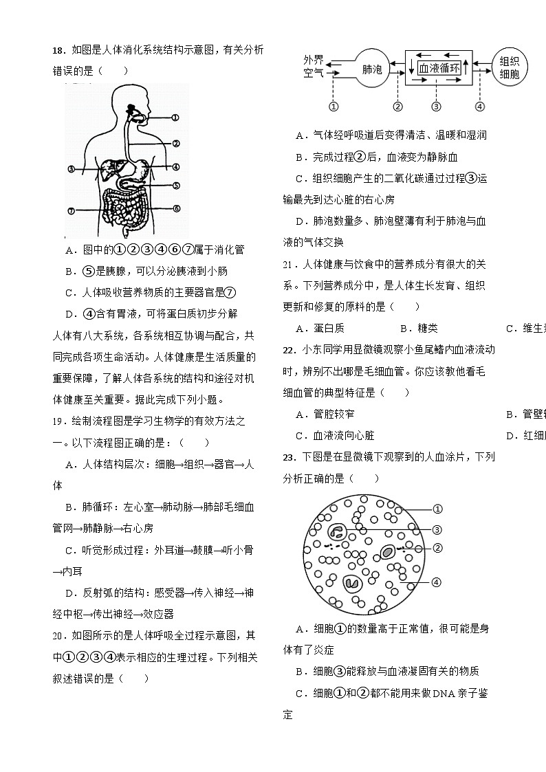 广东省深圳市南山区七年级下学期期中考试生物试题-A4第3页