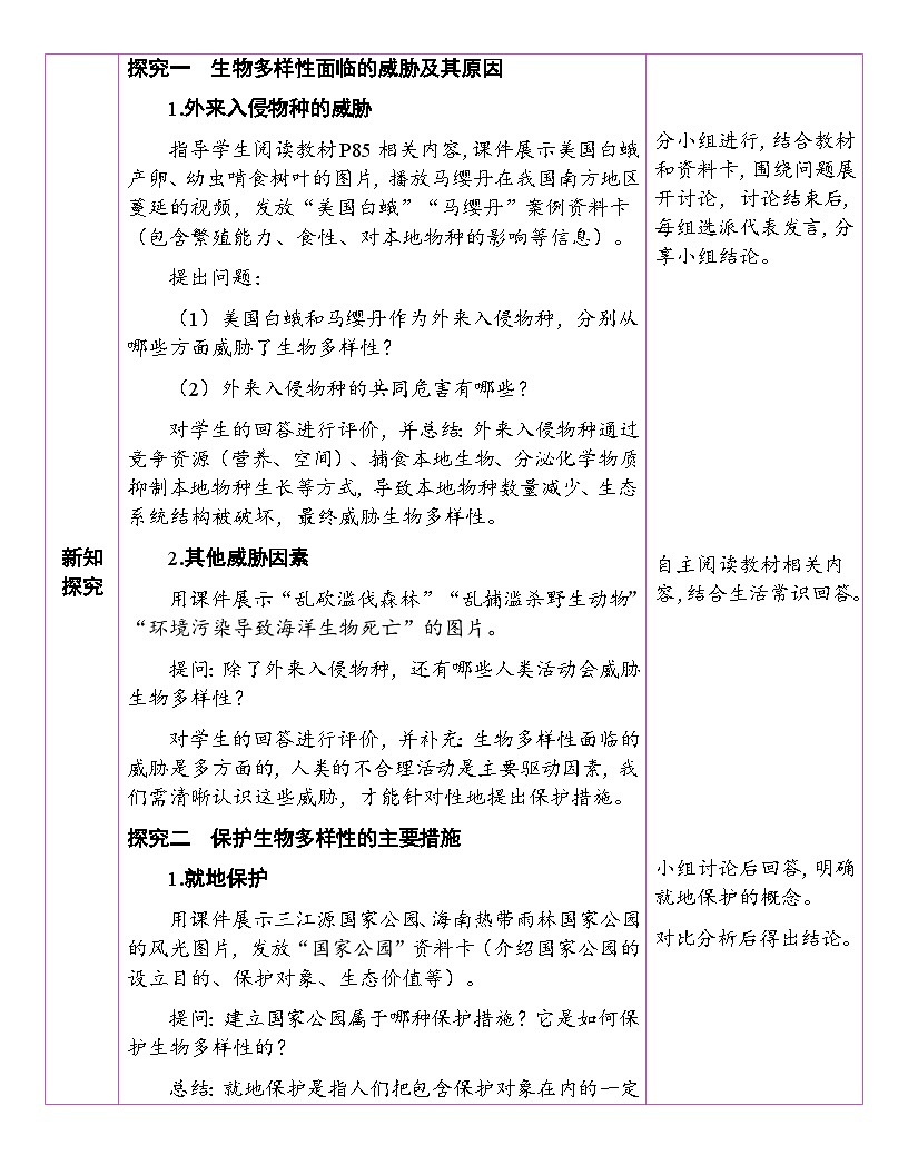 6.4.2 人与自然和谐共生 （表格式教案）2025-2026学年人教版（2024）生物八年级下册第2页