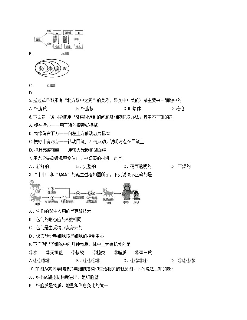 吉林省长春市榆树市慧望初级中学2025_2026学年七年级上学期第三次月考生物试题(文字版含答案)第2页