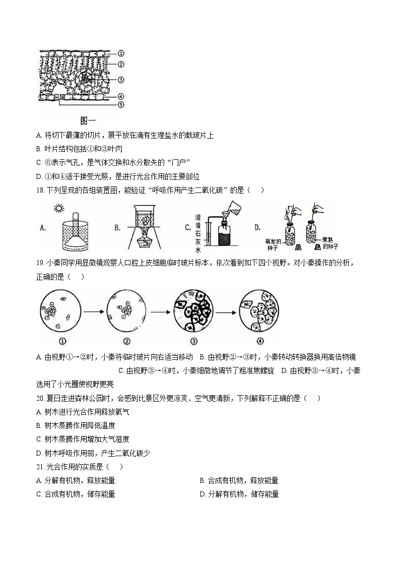 建省省龙岩市长汀县2025-2026学年第一学期期末质量监测七年级生物学含答案第3页
