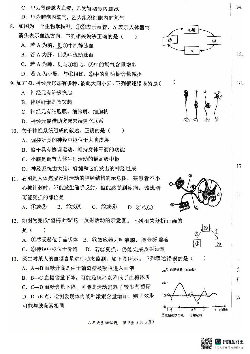 山东菏泽市牡丹区2025-2026学年上学期期末八年级生物试卷第2页