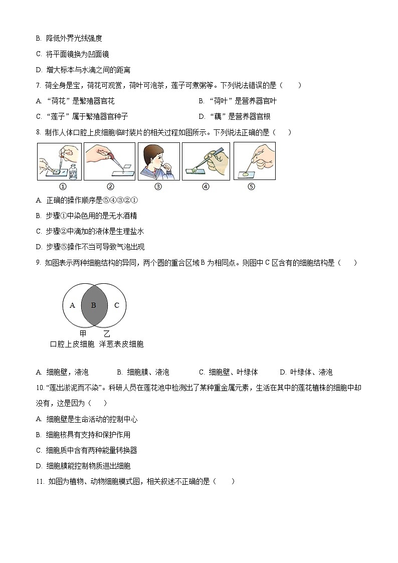 安徽省池州市青阳县2025-2026学年七年级上学期期末生物学试题（试卷+解析）第2页