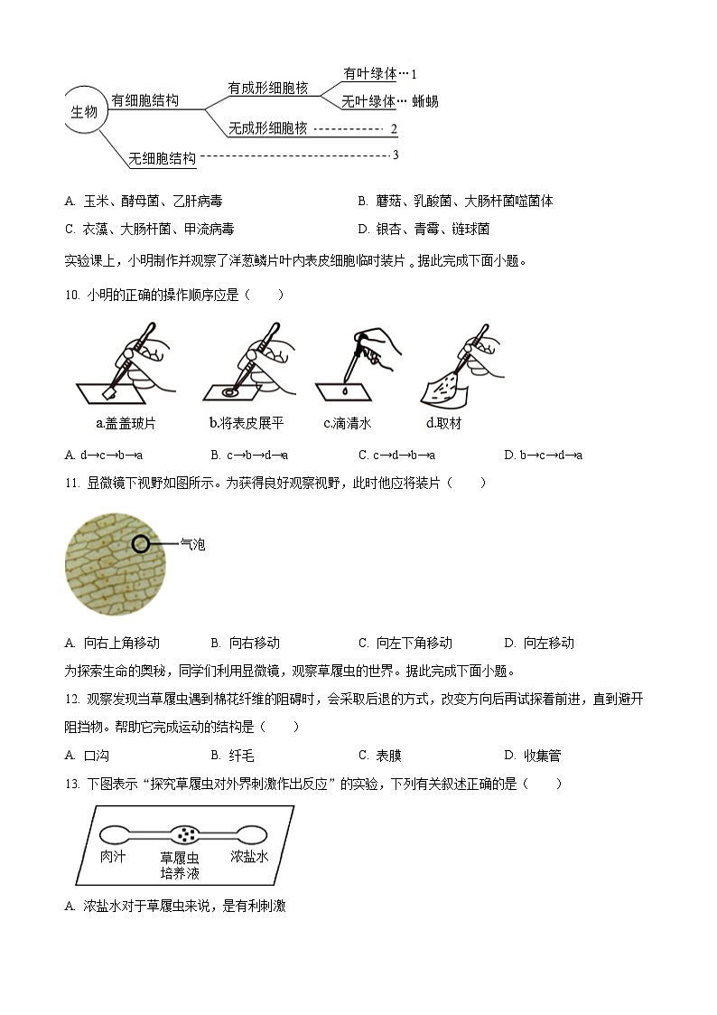 山西长治市平顺县2025-2026学年度七年级上学期生物期末考试卷（试卷+解析）第3页