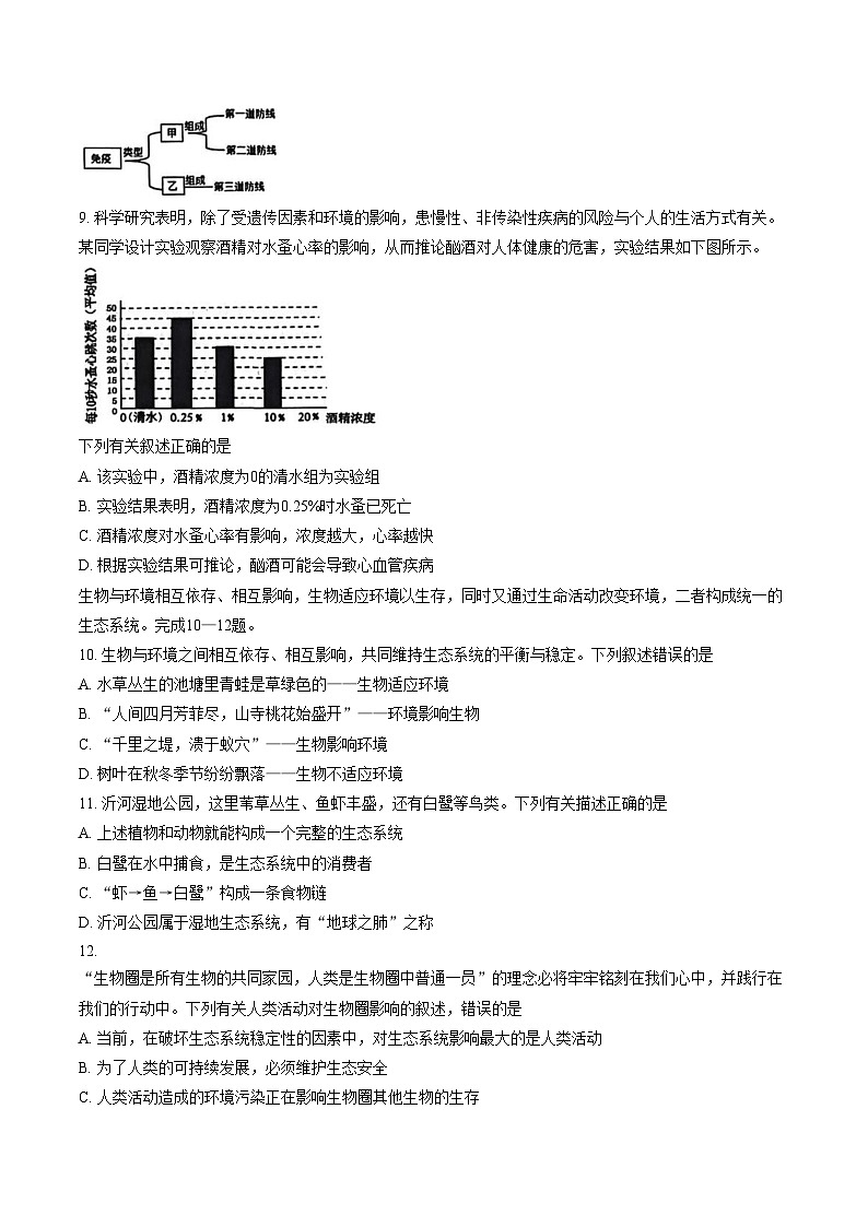 山东省临沂市沂水县2025_2026学年八年级上学期末生物单元作业（A卷）（文字版，含答案）第3页