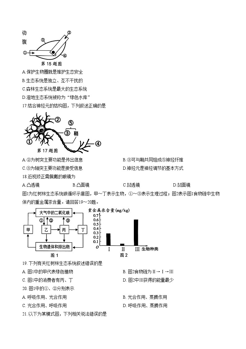 2025_2026学年福建省漳州市长泰区八年级上学期期末考试生物学试卷（文字版，含答案）第3页