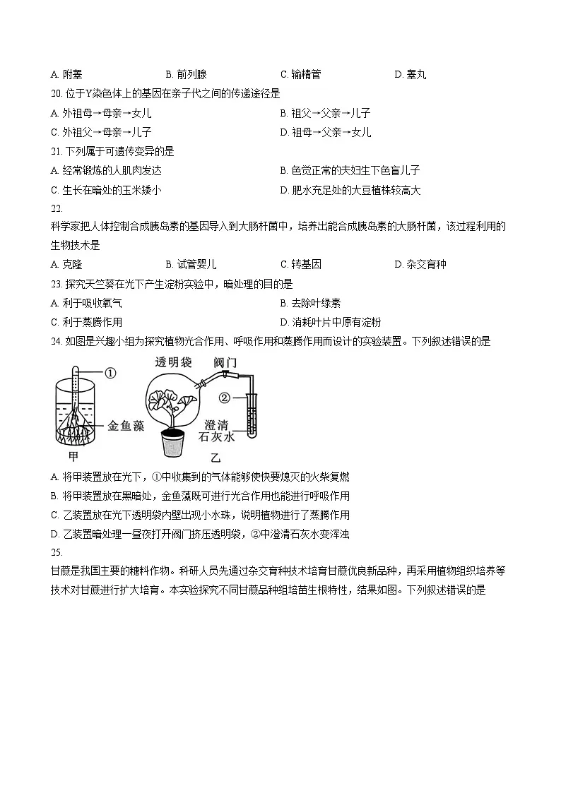 福建省莆田市2025_2026学年上学期八年级期末质量调研测试生物试题(文字版含答案)第3页