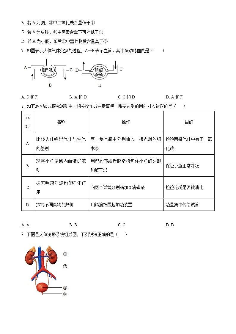山东济南市历下区2025-2026学年八年级第一学期生物期末试题（试卷+解析）第3页