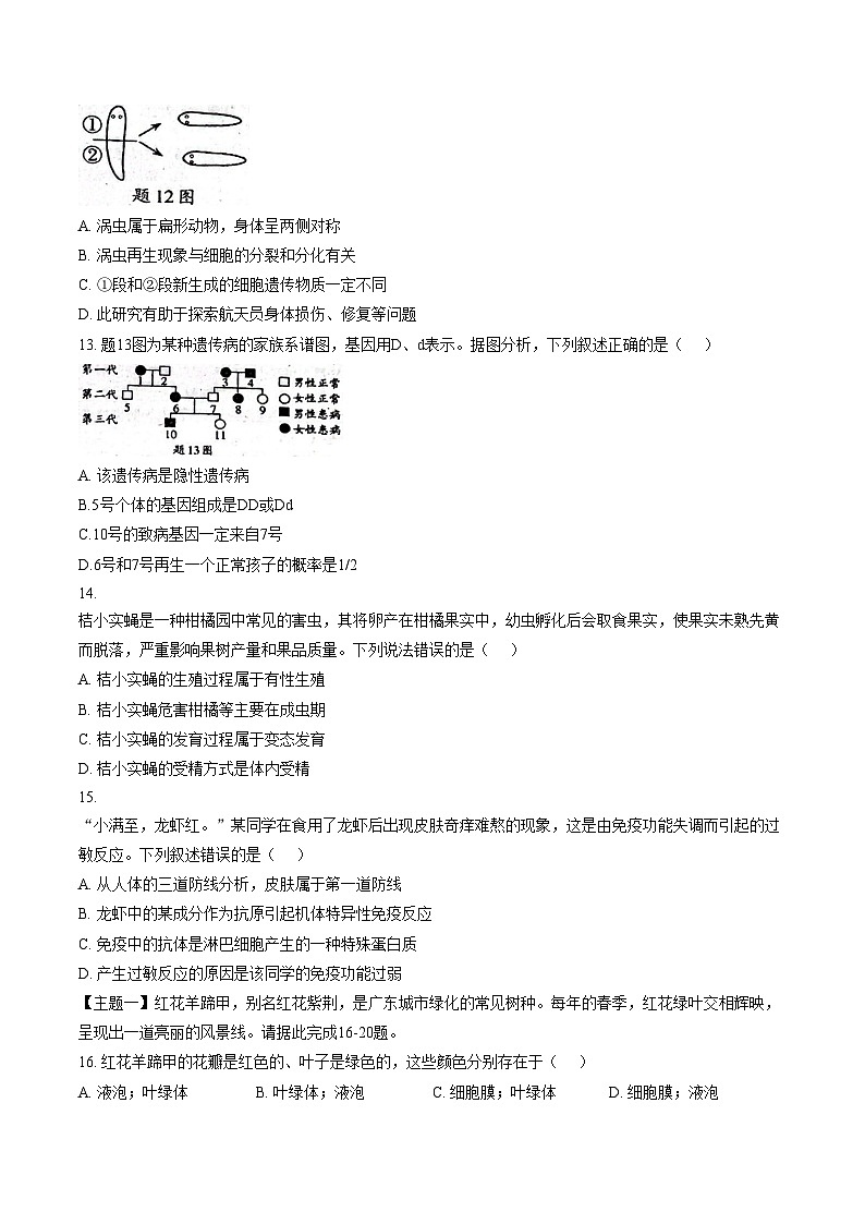 广东省揭阳市惠来县第一中学2025_2026学年九年级上学期1月期末生物试题(文字版含答案)第3页