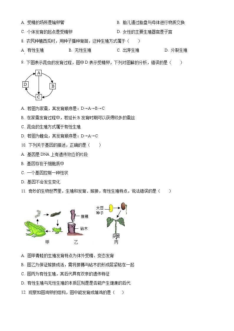河南安阳市殷都区2025-2026学年第一学期期末教学质量检测八年级生物试卷（试卷+解析）第2页