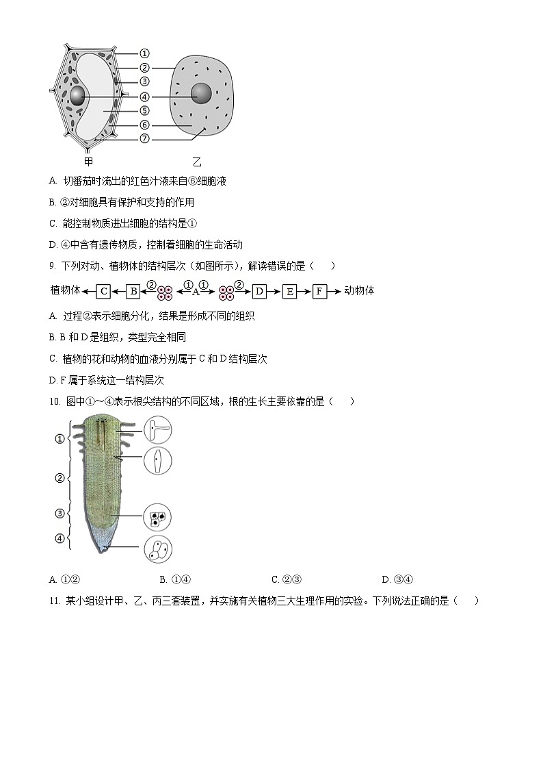 河南安阳市滑县2025-2026学年第一学期期末学业质量检测七年级生物学试题（试卷+解析）第3页