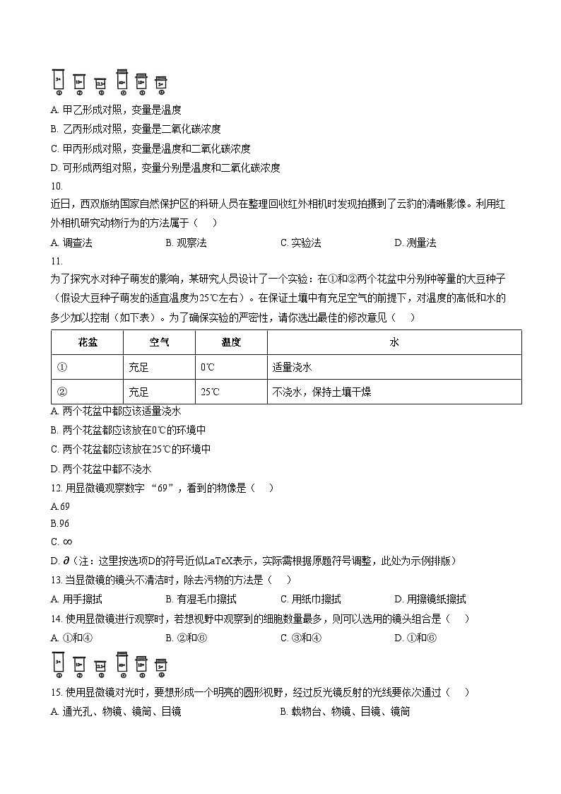 山东省邹城市八中2025__2026学年七年级上学期10月月考生物试卷（文字版，含答案）第2页