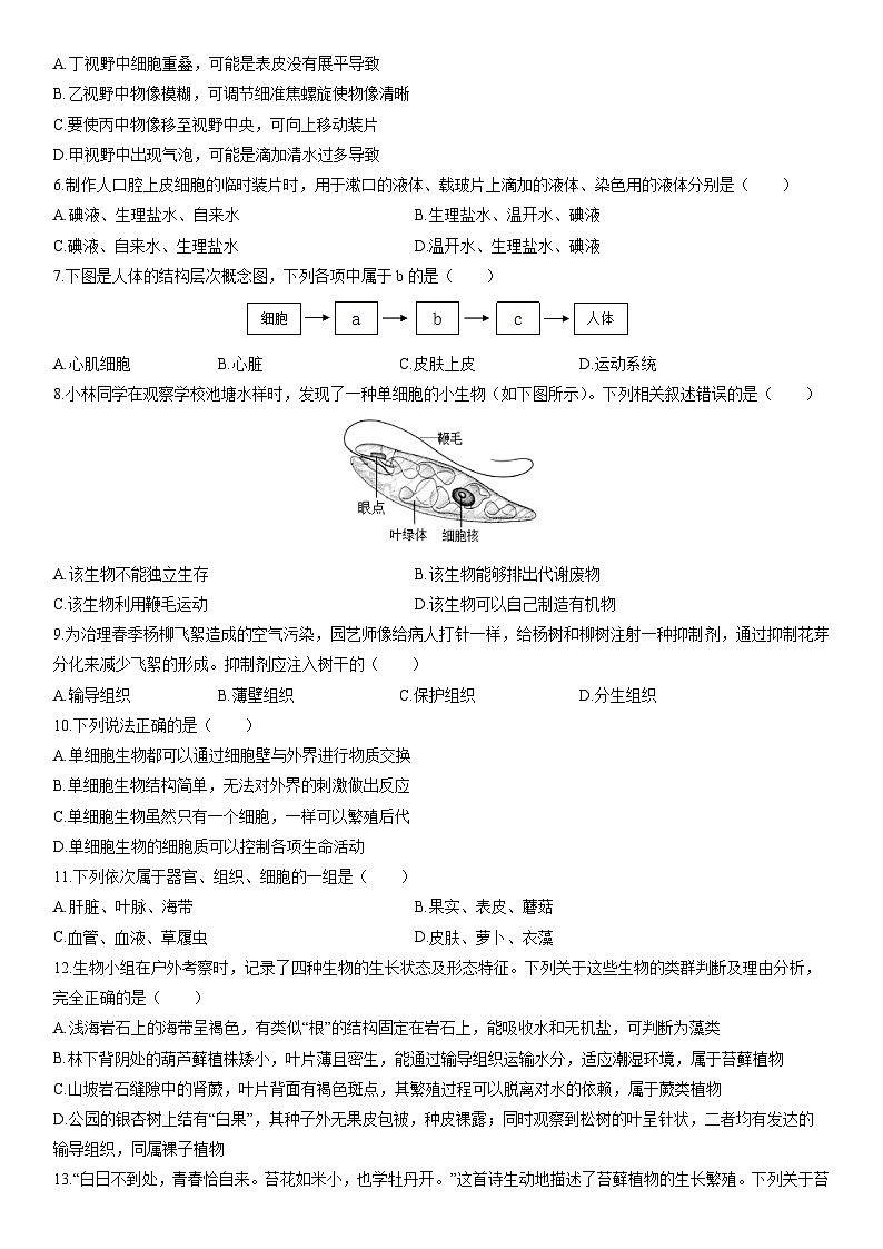 2025-2026学年甘肃省武威市凉州区七年级上学期1月期末考试生物试卷（学生版）第2页